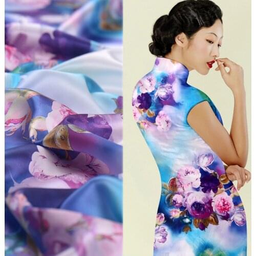 1 Meter Silk Heavy Satin 25m, worm Cloth, Cloth Cheongsam Clothing, Flower Clothing