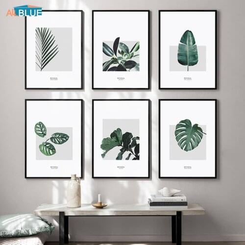 Scandinavian Green Plant Leaves Canvas Poster Print Art Nature Landscape Wall Painting Nordic Minimalist Home Decoration Picture