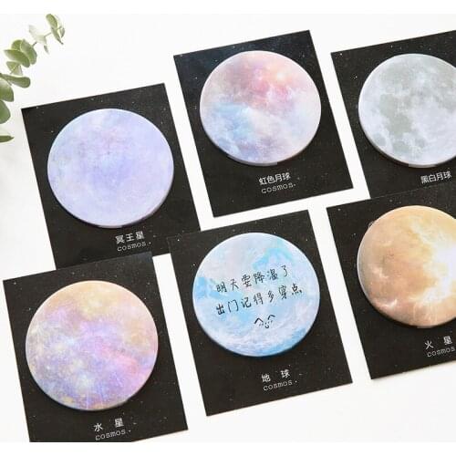 1 Set Memo Pads Sticky Notes Kawaii Cute Planet Paper Notepad Daliy Scrapbooking Stickers Office School stationery Bookmark