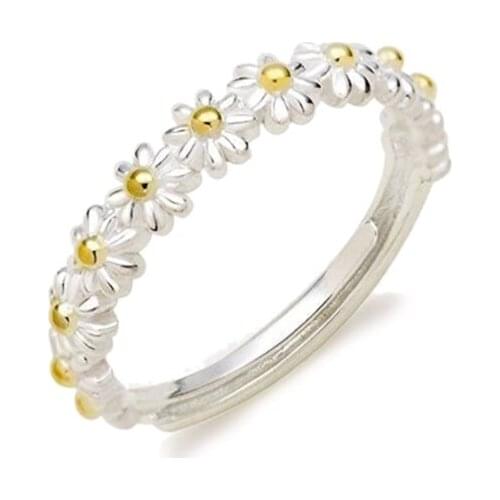 U90E Sweet Little Daisy Ring For Women Mini Cute Drip Glaze White Flower Rings