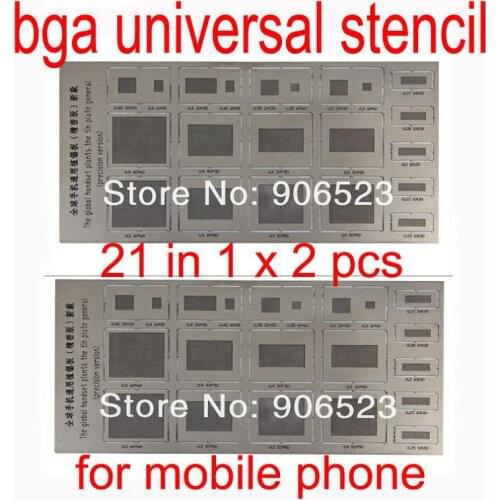 Free Shipping New Precision 2pcs 21in1 BGA Reballing Universal Stencil for Mobile Phone Reballing Repair