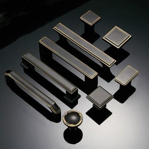Vintage Black Bronze Cabinet Handle Drawer Knobs European Chinese Style Kitchen Wardrobe Door Pull Furniture Handle Hardware