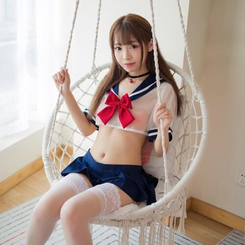 Japanese Kawaii Set Sailor Lolita Strawberry Printed Tops Skirt Erotic Cosplay Costume Students Uniform Outfit Sexy Lingerie Set