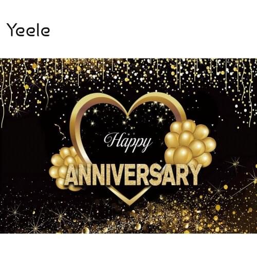 Yeele Anniversary Backdrop Photocall Party Decor Gold Heart Dots Glitter Background Photographic Photography For Photo Studio