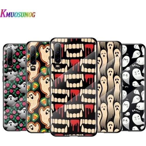 Funny Cute Ghost For Huawei P40 P30 P20 P10 Pro Plus Lite 5G 2019 Tempered Glass Cover Shell Luxury Phone Case
