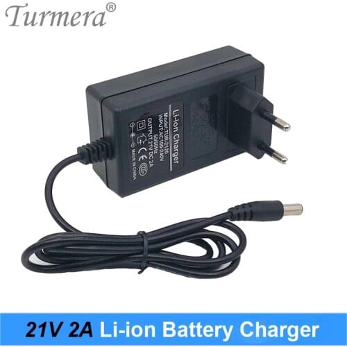 Turmera 21V 2A Charger for 18V Screwdriver Shurik Battery DC 5.5*2.1mm with Indicator for Vacuum Cleaner and 5s Battery Pack Use