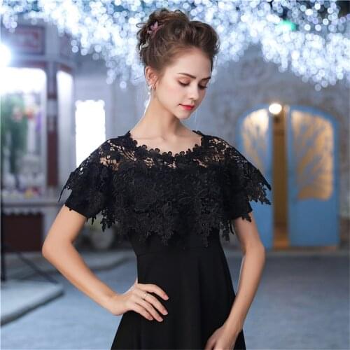 ISHSY Black Lace Wedding Bolero Cape Women Short Shawl Wrap for Evening Party Chaqueta Chale de fiesta mujer novia etole Mariage