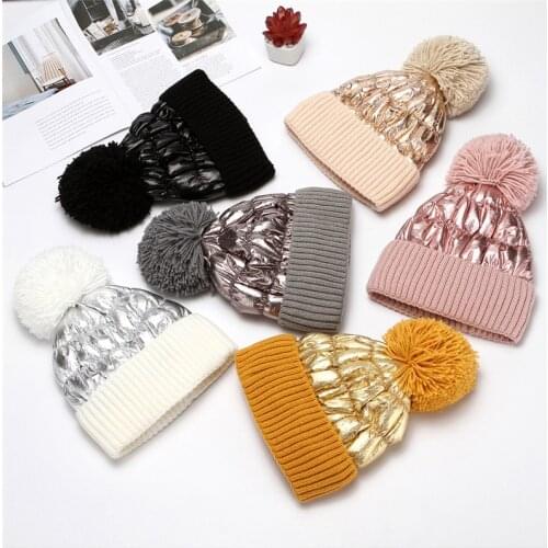 Women Beanie Beret Hat Warm Plus velvet Winter Fur ball knitted hat Vintage Plain Solid Color Winter Caps