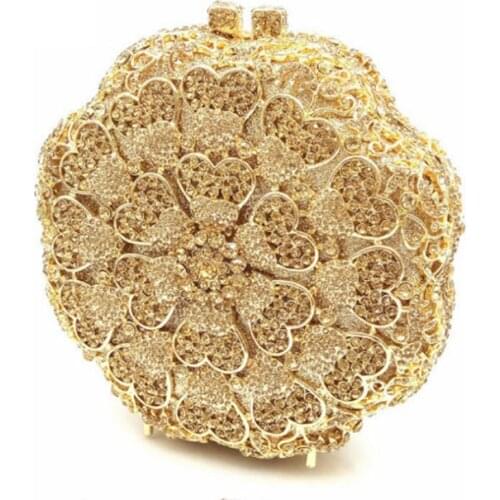 Women Crystal Clutch Evening Bag Bridal Flower Diamond Purse Wedding Party Prom Floral Handbag