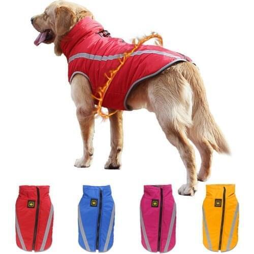 Winter Dog Clothes Outdoor Reflective Waterproof Pet Vest For Large Medium Dogs Bulldog Labrador Warm Coat Jackets XL-6XL