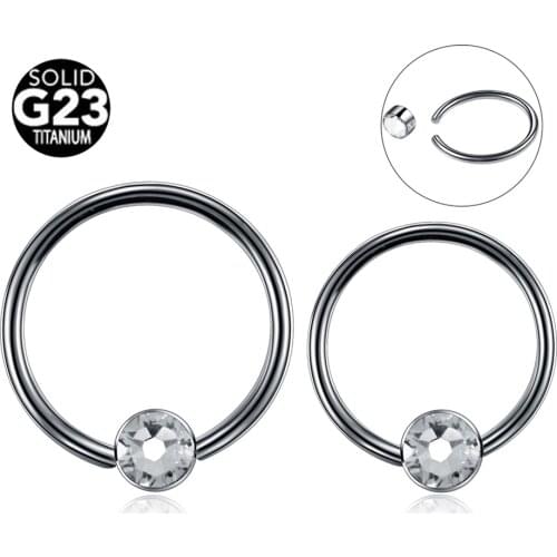 1PC 100% Titanium Captive Bead Nose Rings Flat Clip Ball CBR Closure Rings Nipple Piercings Rings Bone Earring Tragus Jewelry