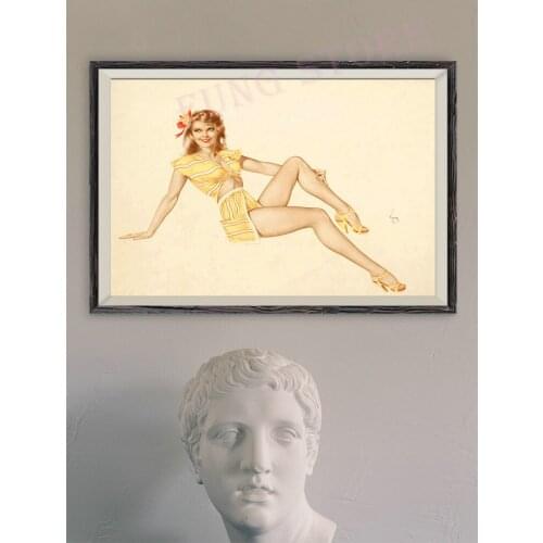 827 Vintage Beautiful Pin-up Girl Classic Picture Custom Silk Poster Home Deco Wall Art Christmas Gift