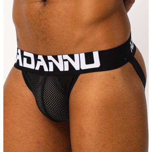 ADANNU Brand Sexy Mens Jockstraps Cotton Solid Sexy Jocks Bikini G-strings Men Thong Cuecas Male Panties Briefs Gay Underwear