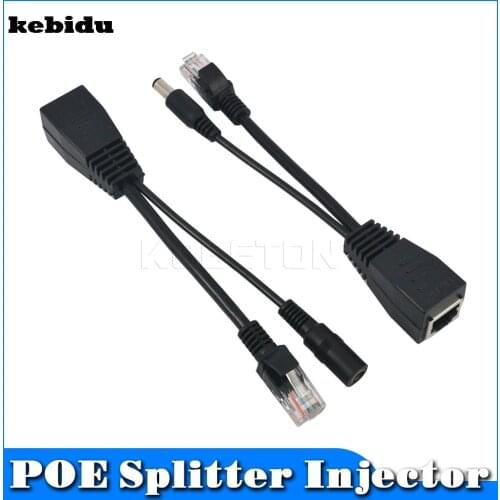 Kebidu POE Adapter cable Tape screened switch Cable POE Splitter Injector Power supply 12-48v IP Camera synthesizer combiner