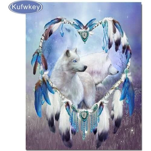 Diy diamond embroidery "Dream catcher & wolf" square/Round drill cross stitch kit diy needlework needlework patterns rhinestones