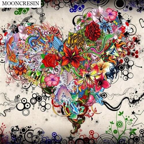 5D Diy Diamond Painting Beautiful Flowers of Loving Heart Diamond Embroidery Cross Stitch Mosaic Crystal Needlework Home Decor