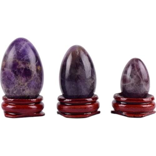 Amethyst Kegel Eggs Natural Stone Eggs Set Undrill Crystal ball Yoni Eggs For Woman Pelvic Floor Muscle Vaginal Health Care