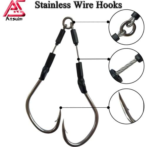 Atsuim Stainless Wire Hooks Lure Slow Fast Jigging Hooks Assist Carbon Hooks Fish Falling Saltwater Fishing Accessories Hooks