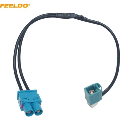 FEELDO Car 1-Way Female To 2-Way Male FAKRA2-Z Radio Antenna Terminals With Amplifier For Volkswagen/Skoda/Audi OEM Head Unit
