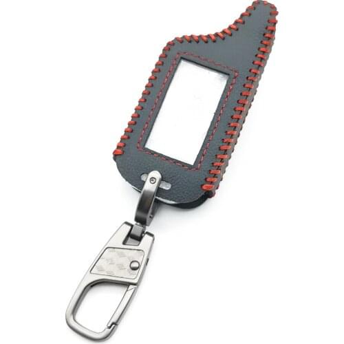 Genuine Leather Russian Version Car Alarm System Cover For Scher-Khan Logic A B LCD Two Way Remote Case Cover