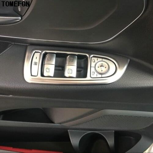 For Benz VITO 2016 Interior Window Lifter Switch Buttons Panel Trim Strip ABS Accessories Chrome Plate Stickers 2pcs