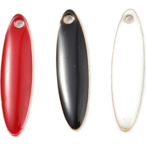 DoreenBeads Fashion Copper Enamelled Sequins Pendant Charms Marquise Brass Colorful Jewelry DIY Findings 20mm x 5mm, 5 PCs