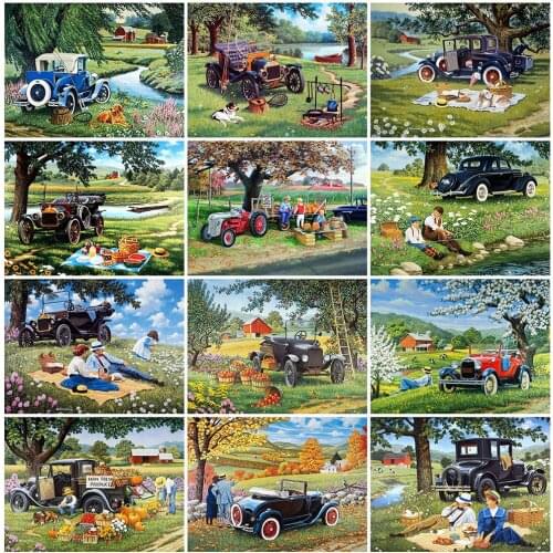 Evershine 5D DIY Diamond Painting Car Rhinestone Art Diamond Embroidery Farm Landscape Full Square Round Drill Home Decorations