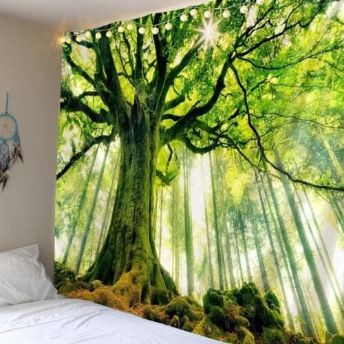 Hot Sale Tapestries Forest Green Background Bed Room Decoration Functional Sofa Cover Picnic Cloth Bed Sheet Large Area Valance