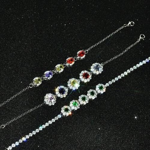 Dainty Bracelet Charm Flower Cubic Zircon Fashion S925 Silvery Jewelry For Women Wedding Party Elegant Hand Chain Birthday Gifts