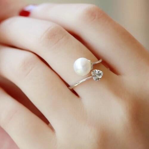 925 Silver Pearl Ring Finger Ring Settings Adjustable Resizable Ring Findings and Component Jewelry Parts Fittings Accessories