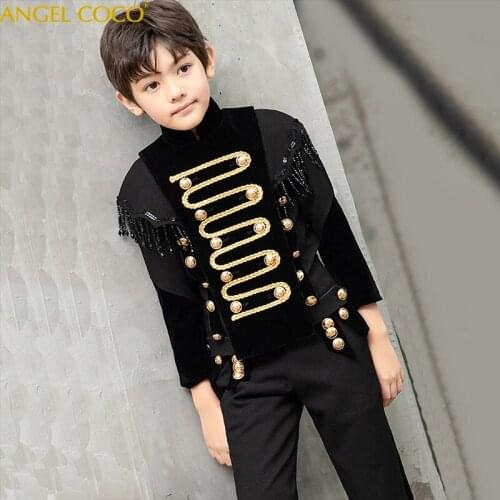 Suit for Boy Suits for Weddings Black Beaded tassel Terno Infantil Costume Enfant Garcon Mariage Disfraz Infantil Boys Suits