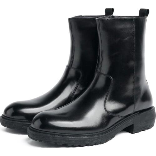Fashion Black platform warm winter Boots Mens Boots Genuine Leather Boots Male Ankle Boots
