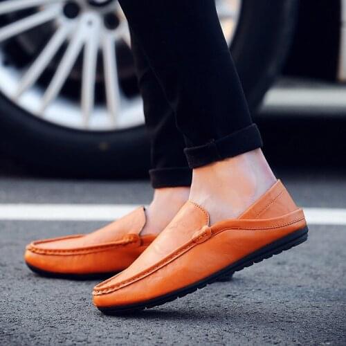 2019 Men Casual Shoes Soft Leather Shoes Men Loafers Mens Moccasins Casual Flat Driving Peas Sneakers Zapatillas Hombre F4-59
