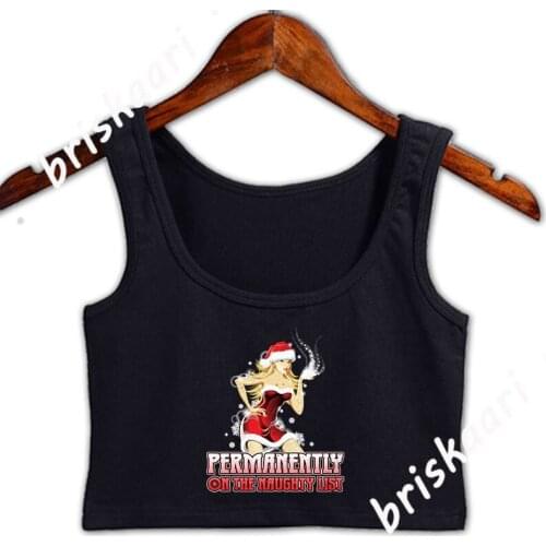 Permanently On The Naughty List Christmas Crop Top Sleeveless Top Customized Sleeveless Vintage Summer Fashion Round Neck Vest