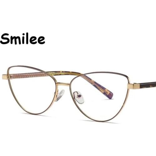 2020 Fashion New Cat Eye Glasses Frames Women Metal Goggles Flat Mirror Men Black Big Frame Eyeglasses Clear Lens Eye Glasses