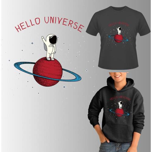 Iron-On Spaceman Patches For Clothing Cute Children Thermal Sitckers Stripe On Clothes Appiqued Heat Transfer A-Level Diy Patch