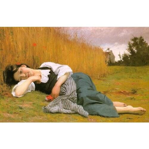 Handmade Oil painting reproduction Rest in Harvest by William Bouguereau