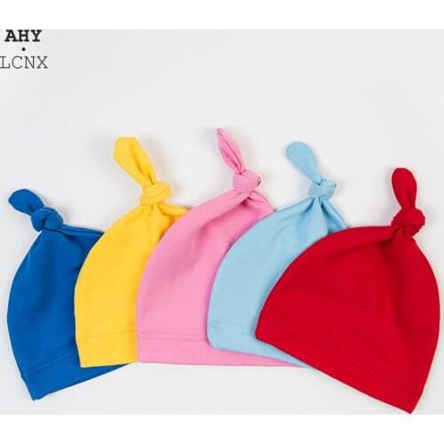 Newborn Baby Hat Fetal Cap Solid Color Warm Spring Autumn Nursing Hat Knot Boys Girls Tweeted Hat Baby Cotton Small Hats