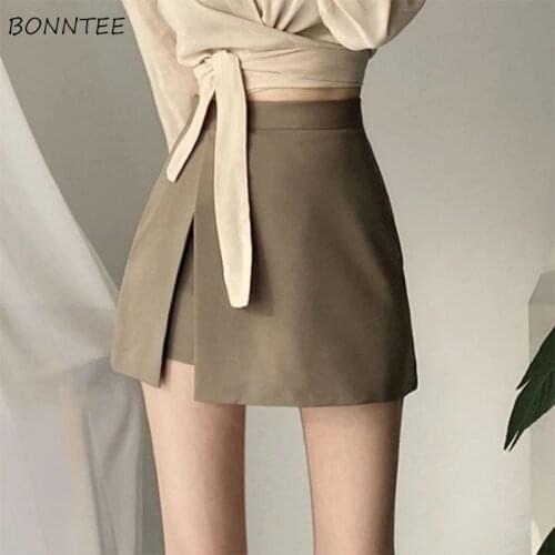 Shorts Women Simple Side-slit 3 Colors Elegant Tender Popular Ulzzang All-match Leisure Popular Summer Office Lady Fashion New