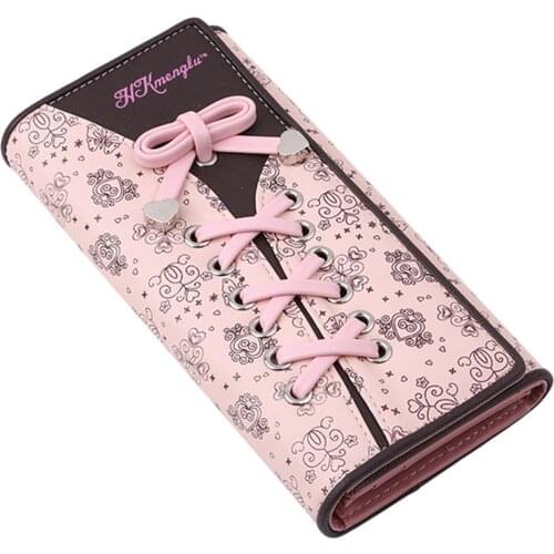 Shoelace Style Pocket Long Wallet PU Leather Multi-functional Wallet Women Coin Purse Card Holders Clutch Female Wallets Purse