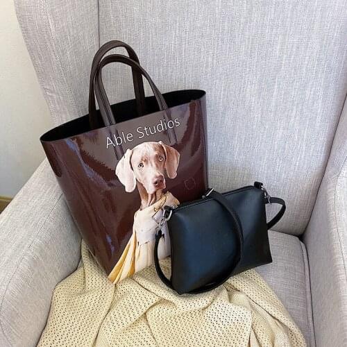 Dog Printing Bucket Bags for Women Shoulder Bag Large Capacity Tote Designer Cartoon Printed Big Handbag and Purses Shopper Bag