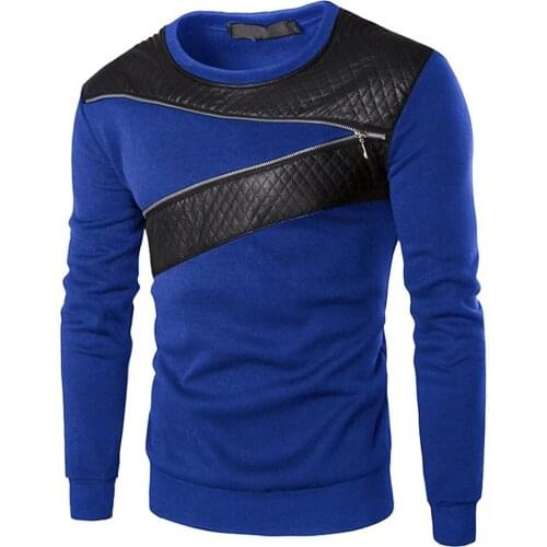 Spring and Autumn Mens Casual Long-sleeved Sport Shirt Round Neck T-shirt Shirt Slim Stitching Bottoming Shirt
