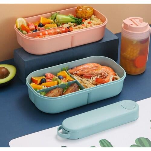 Japanese Lunch Box 3-In-1 Compartment Stackable 1200ml Leakproof Eco Lunch Box Bento Lunch Box for Kids and Adults