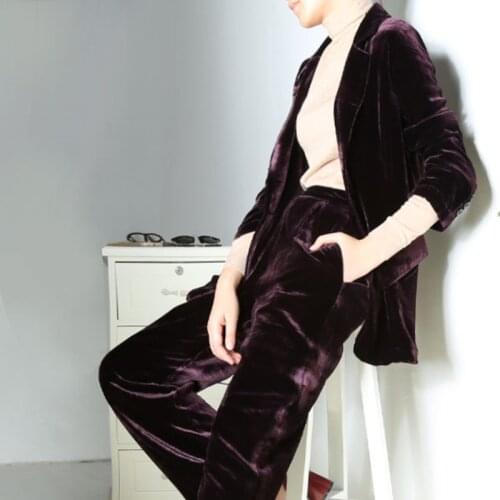 Autumn Pure Silk Coat 100% Mulberry Silk Velour Women Loose Long-sleeve Blazer M L FREE SHIPPING