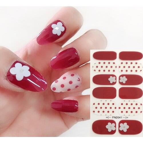 1sheet Korean Nail Polish Strips DIY Waterproof Nail Wraps Mixed Patterns Full Nail Patch Adhesive for Women Nail Art Stickers