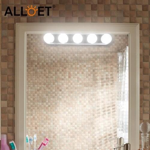 5LED Makeup Highlight Mirror Suction Bathroom Dressing Lamp Battery Powered for Ceramic Glass Wall Desktop Decor Night Lighting