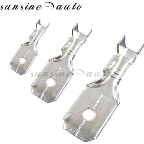 50pcs 6.3mm 4.8mm 2.8mm Male Uninsulated Spade Crimp Connector Terminal Block for Car Auto Bike ect