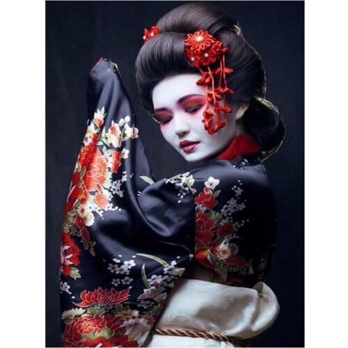5d Diamond Painting Japanese Geisha Woman Cross Stitch Diy Diamond Embroidery Rhinestone Painting Mosaic Wall Sticker