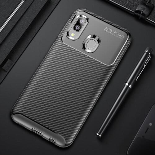 Bumper for A20E Carbon Fiber Case For Samsung Galaxy A20E Case Luxury Soft TPU Slim Silicone Cover for Samsung A20E Cover Funda