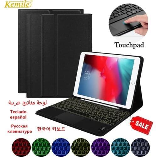 Touchpad Backlit Keyboard Case for iPad Air 4 10.9 7th 8th 10.2 Pro 11 Air 3 10.5 2020 Bluetooth Keyboard Cover W Pencil holder